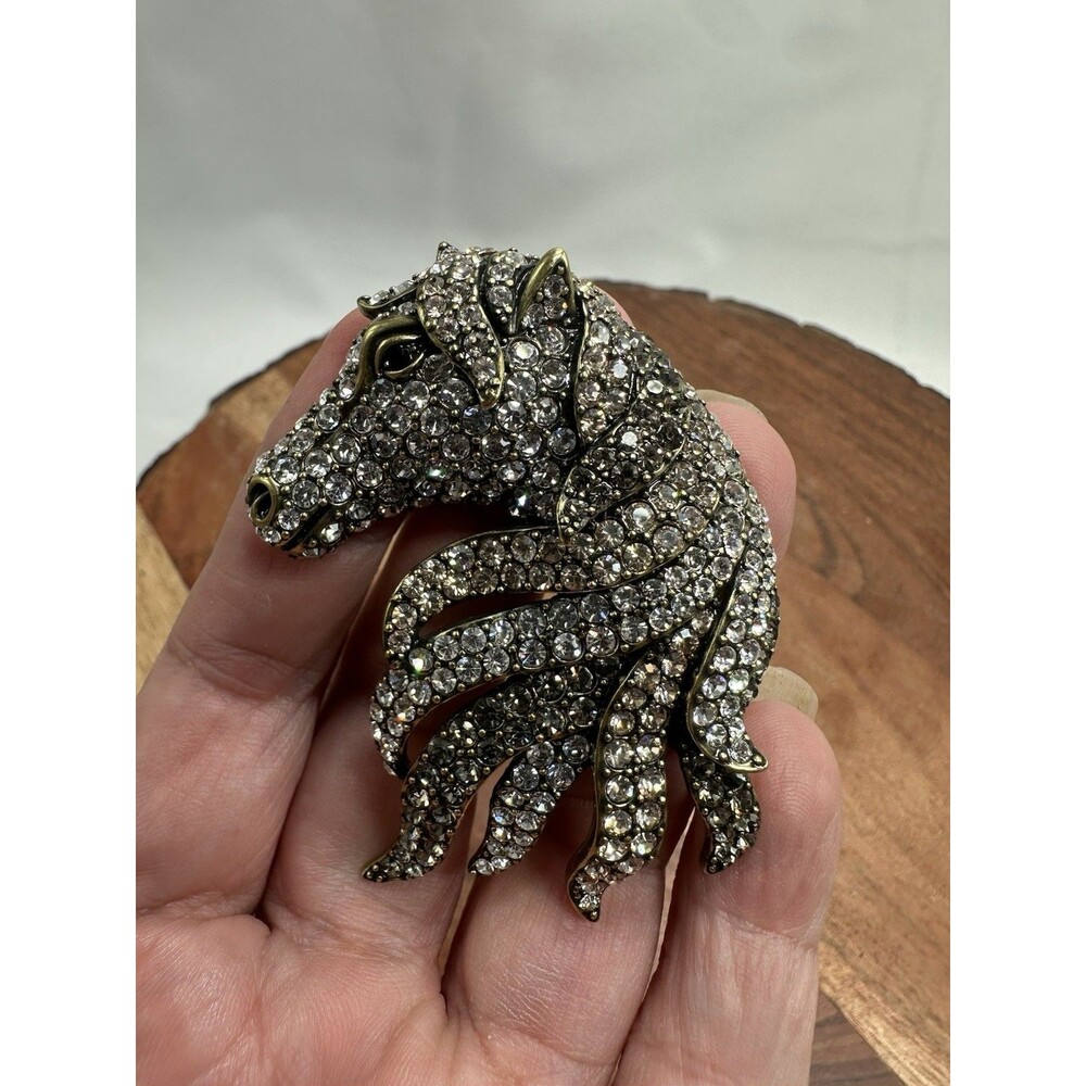 Stallion Rhinestone Pin Brooch Horse Profile Exquisite